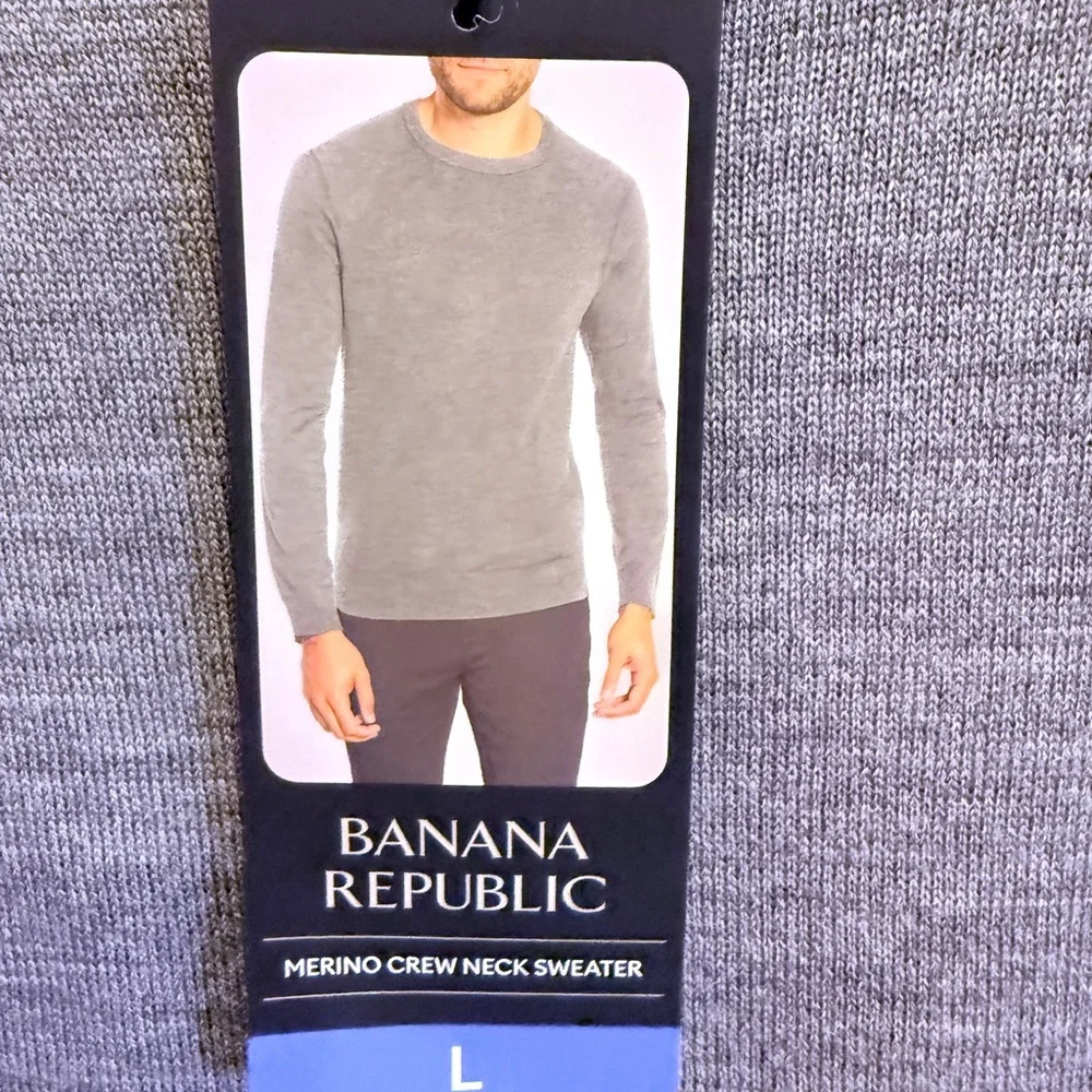 Banana Republic Men's Heather Gray Blokecore Merino Wool Crewneck Sweater sz L